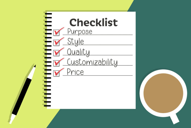 cartoon checklist with pen and coffee