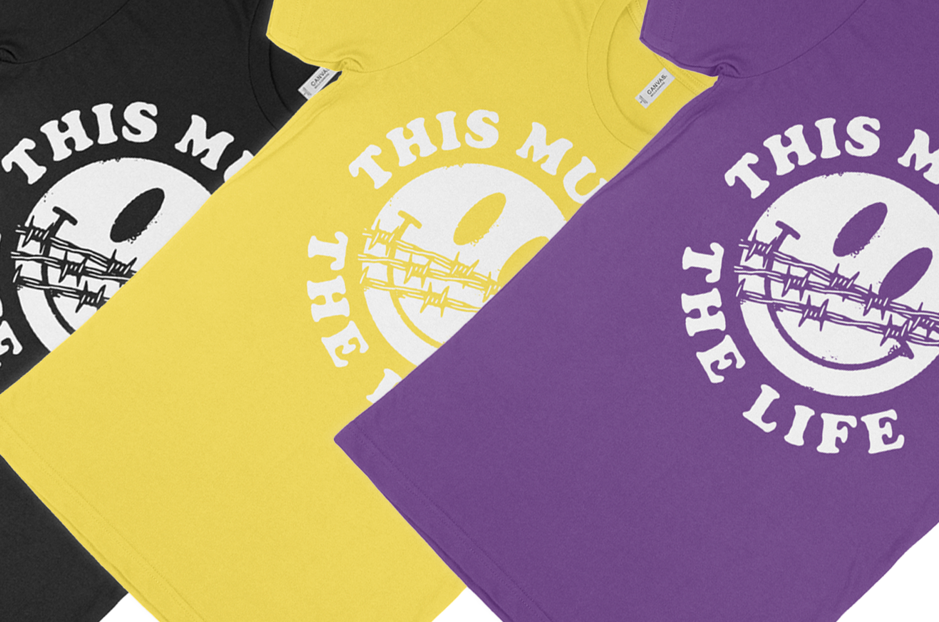 black, yellow and purple t-shirt mockups